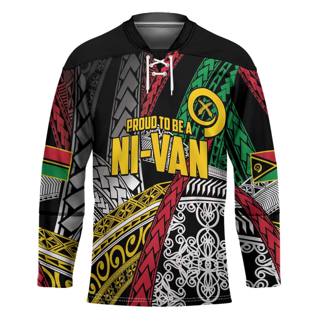 Vanuatu Proud to be Ni-van Personalised Hockey Jersey with Mutis En Atan Patterns - Polynesian Pride
