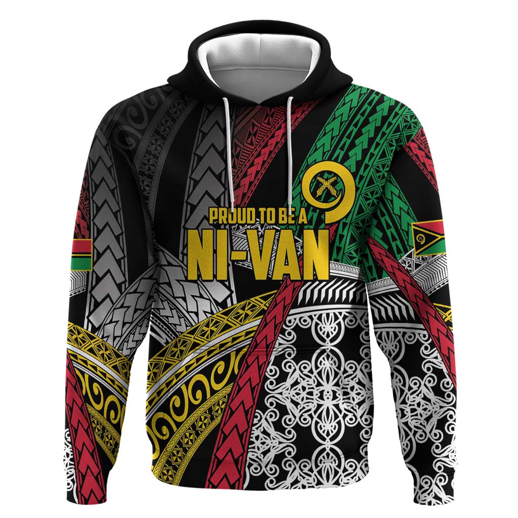 Vanuatu Proud to be Ni-van Personalised Hoodie with Mutis En Atan Patterns LT9 Pullover Hoodie Black - Polynesian Pride