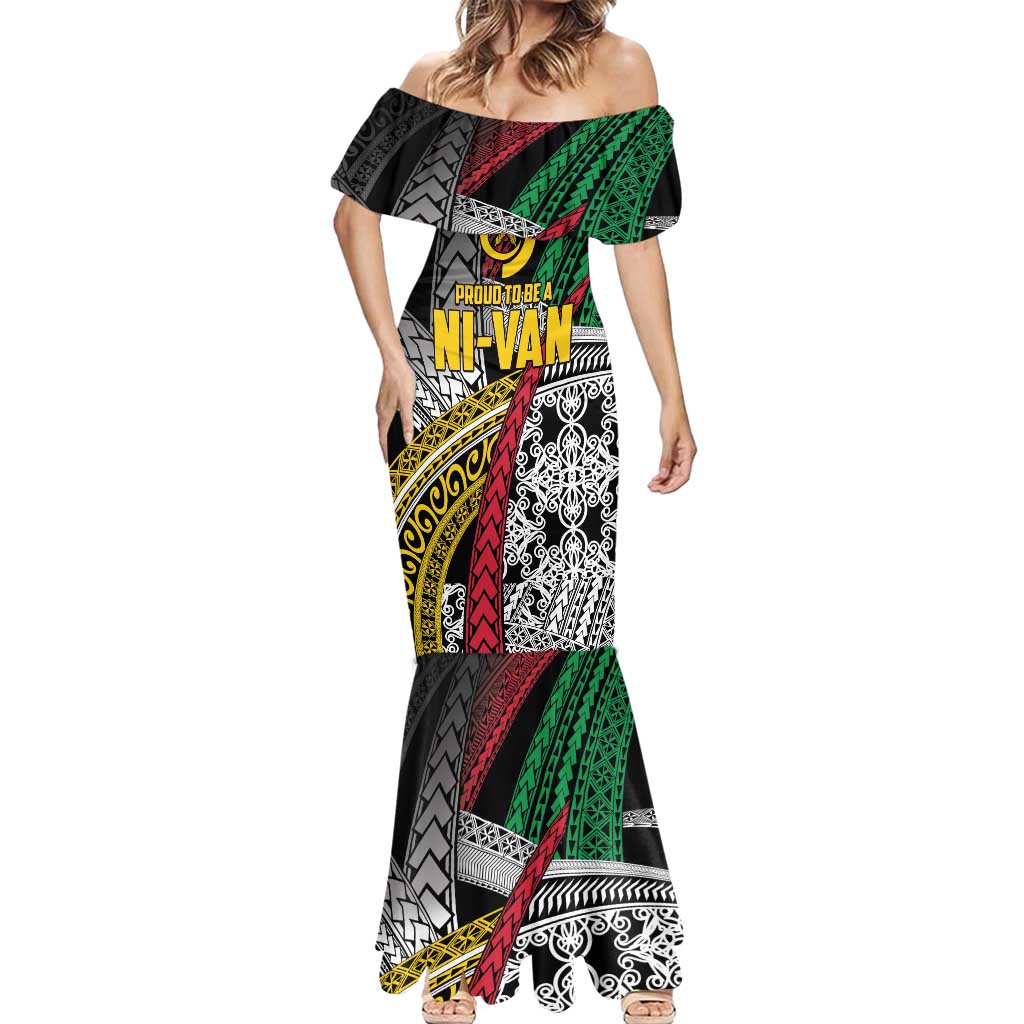 Vanuatu Proud to be Ni-van Personalised Mermaid Dress with Mutis En Atan Patterns LT9 - Polynesian Pride
