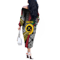 Vanuatu Proud to be Ni-van Personalised Off The Shoulder Long Sleeve Dress with Mutis En Atan Patterns LT9 - Polynesian Pride