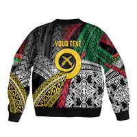 Vanuatu Proud to be Ni-van Personalised Sleeve Zip Bomber Jacket with Mutis En Atan Patterns
