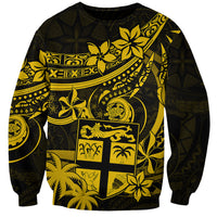 Fiji Islands Sweatshirt Coat of Arms Fijian Flower Polynesian Pattern - Yellow LT9 Unisex Yellow - Polynesian Pride