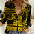 Fiji Islands Women Casual Shirt Coat of Arms Fijian Flower Polynesian Pattern - Yellow LT9 Female Yellow - Polynesian Pride