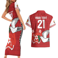 Custom Tonga Rugby Couples Matching Short Sleeve Bodycon Dress and Hawaiian Shirt Mate Maa Kupesi Style LT9 - Polynesian Pride