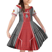 Custom Tonga Rugby Family Matching Mermaid Dress and Hawaiian Shirt Mate Maa Kupesi Style LT9 Daughter's Dress Red - Polynesian Pride