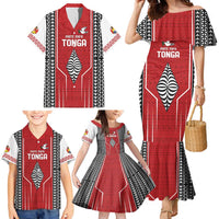 Custom Tonga Rugby Family Matching Mermaid Dress and Hawaiian Shirt Mate Maa Kupesi Style LT9 - Polynesian Pride