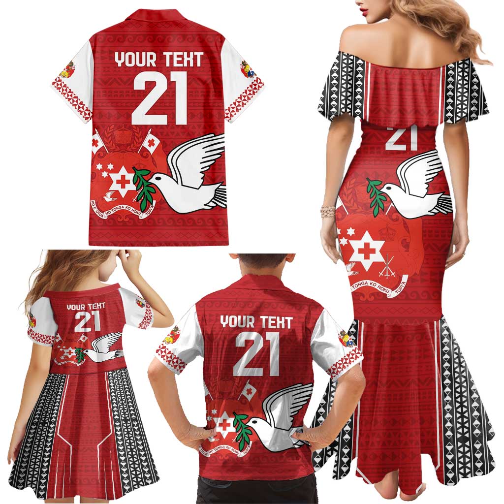 Custom Tonga Rugby Family Matching Mermaid Dress and Hawaiian Shirt Mate Maa Kupesi Style LT9 - Polynesian Pride