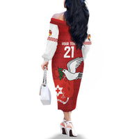 Custom Tonga Rugby Family Matching Off The Shoulder Long Sleeve Dress and Hawaiian Shirt Mate Maa Kupesi Style LT9 - Polynesian Pride