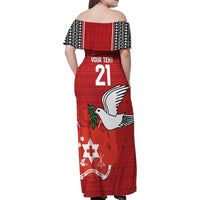 Custom Tonga Rugby Family Matching Off Shoulder Maxi Dress and Hawaiian Shirt Mate Maa Kupesi Style LT9 - Polynesian Pride