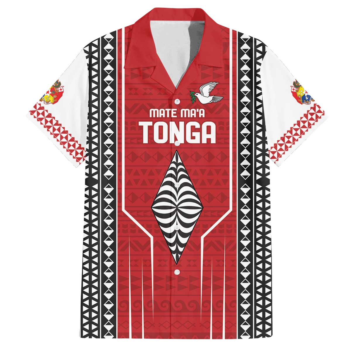 Custom Tonga Rugby Family Matching Puletasi and Hawaiian Shirt Mate Maa Kupesi Style