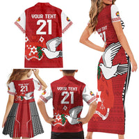 Custom Tonga Rugby Family Matching Short Sleeve Bodycon Dress and Hawaiian Shirt Mate Maa Kupesi Style LT9 - Polynesian Pride