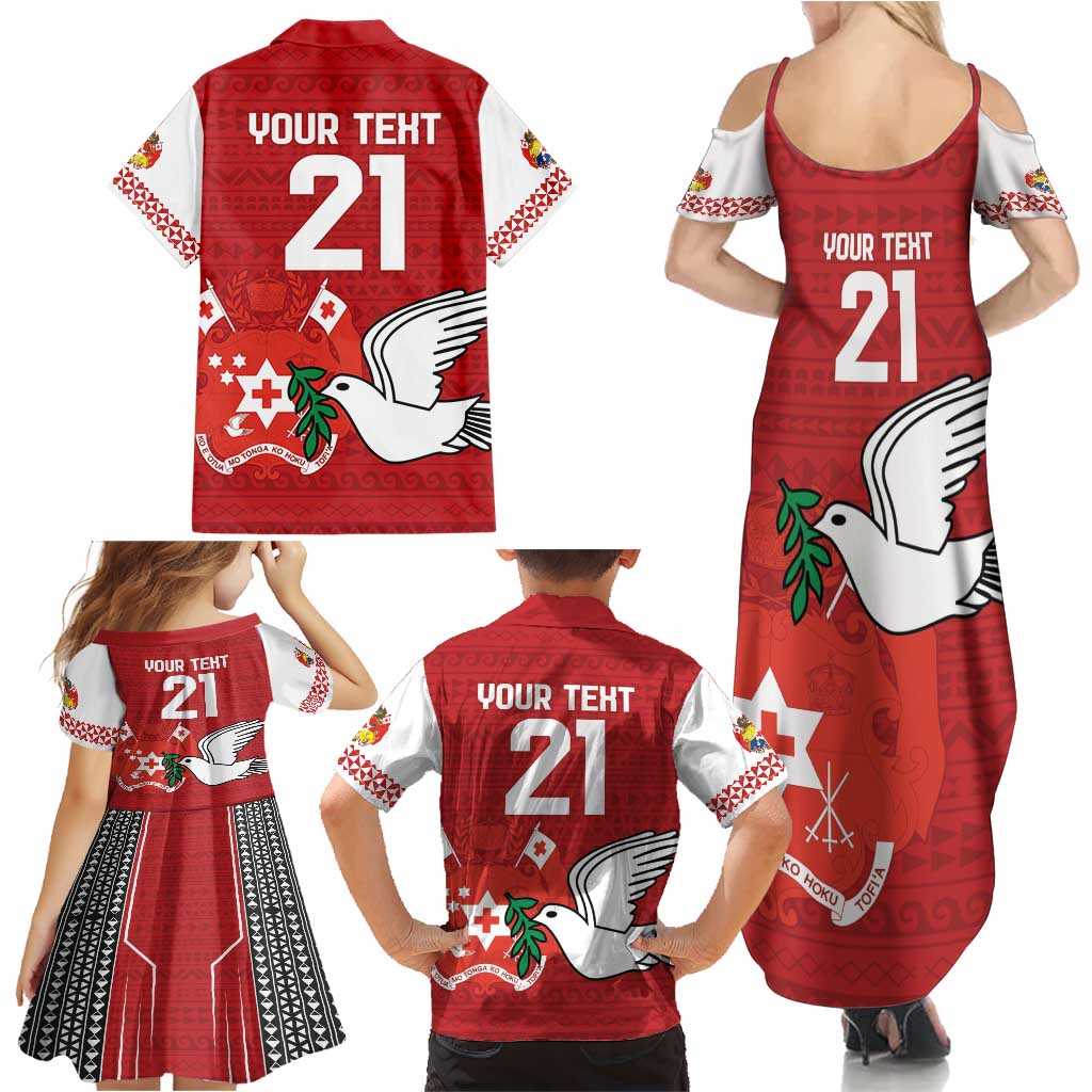 Custom Tonga Rugby Family Matching Summer Maxi Dress and Hawaiian Shirt Mate Maa Kupesi Style LT9 - Polynesian Pride