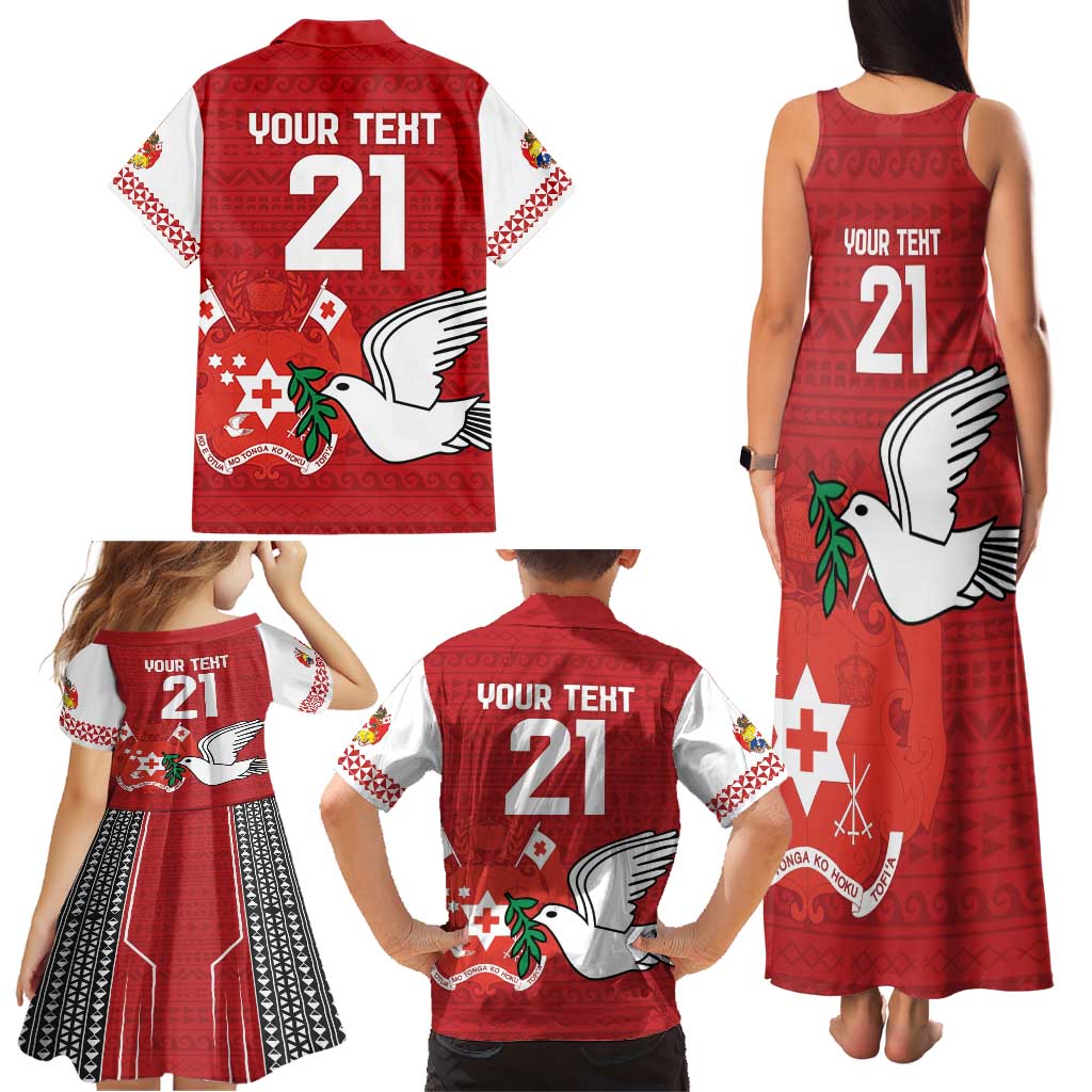 Custom Tonga Rugby Family Matching Tank Maxi Dress and Hawaiian Shirt Mate Maa Kupesi Style LT9 - Polynesian Pride