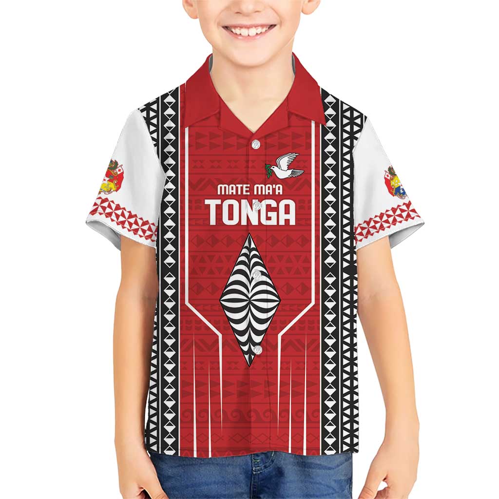 Custom Tonga Rugby Kid Hawaiian Shirt Mate Maa Kupesi Style LT9 Kid Red - Polynesian Pride
