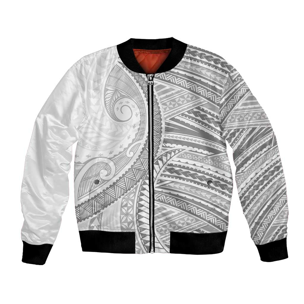 American Samoa White Sunday Bomber Jacket Polynesian Lotu Tamaiti LT9 Unisex White - Polynesian Pride