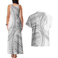 American Samoa White Sunday Couples Matching Tank Maxi Dress and Hawaiian Shirt Polynesian Lotu Tamaiti LT9 - Polynesian Pride