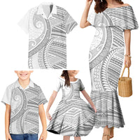 American Samoa White Sunday Family Matching Mermaid Dress and Hawaiian Shirt Polynesian Lotu Tamaiti LT9 - Polynesian Pride