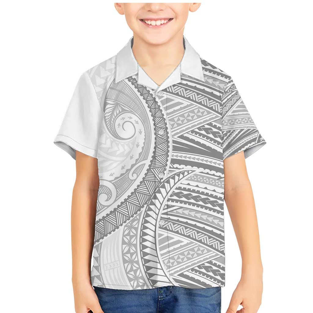 American Samoa White Sunday Family Matching Mermaid Dress and Hawaiian Shirt Polynesian Lotu Tamaiti LT9 Son's Shirt White - Polynesian Pride