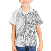 American Samoa White Sunday Family Matching Off Shoulder Short Dress and Hawaiian Shirt Polynesian Lotu Tamaiti LT9 Son's Shirt White - Polynesian Pride