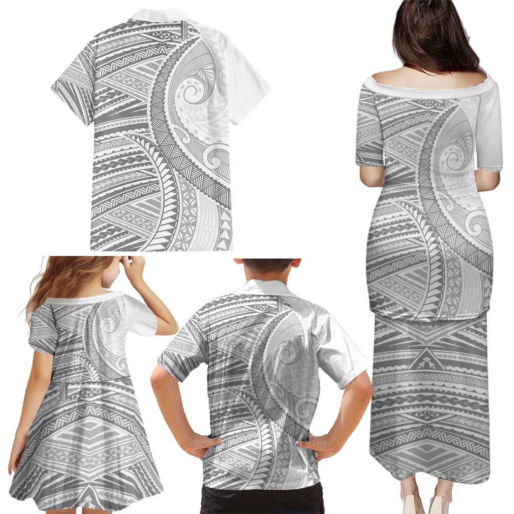 American Samoa White Sunday Family Matching Puletasi and Hawaiian Shirt Polynesian Lotu Tamaiti LT9 - Polynesian Pride