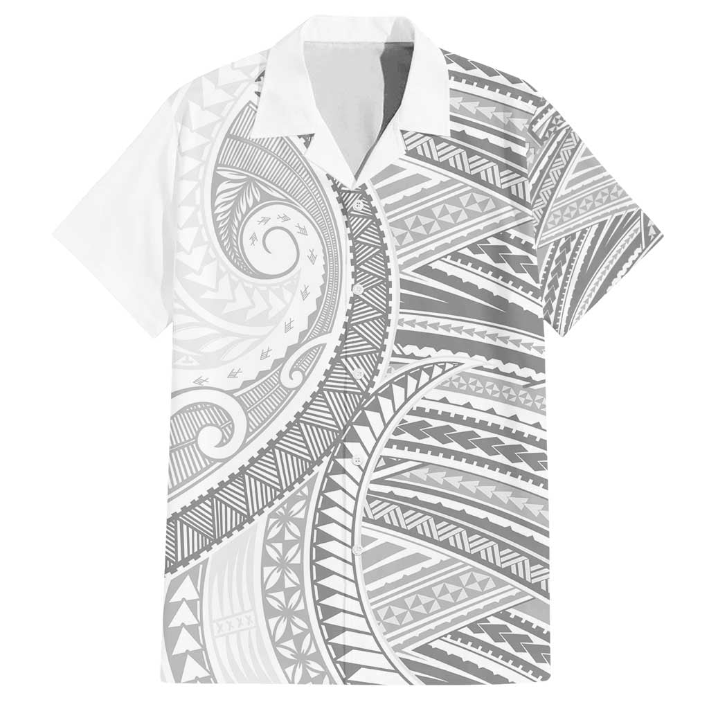 American Samoa White Sunday Family Matching Summer Maxi Dress and Hawaiian Shirt Polynesian Lotu Tamaiti LT9 Dad's Shirt - Short Sleeve White - Polynesian Pride