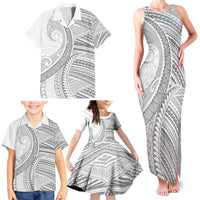 American Samoa White Sunday Family Matching Tank Maxi Dress and Hawaiian Shirt Polynesian Lotu Tamaiti LT9 - Polynesian Pride