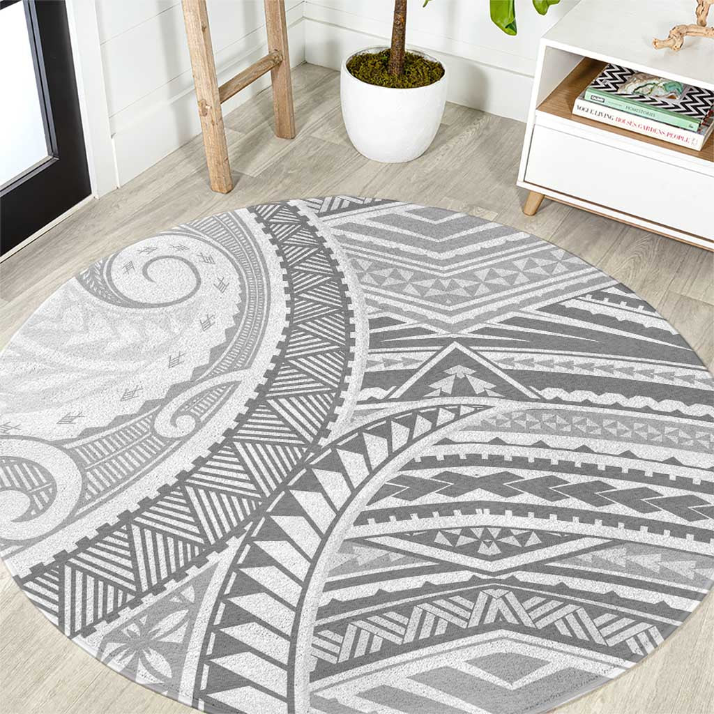 American Samoa White Sunday Round Carpet Polynesian Lotu Tamaiti LT9 White - Polynesian Pride