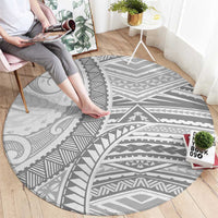 American Samoa White Sunday Round Carpet Polynesian Lotu Tamaiti LT9 - Polynesian Pride