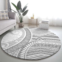 American Samoa White Sunday Round Carpet Polynesian Lotu Tamaiti LT9 - Polynesian Pride