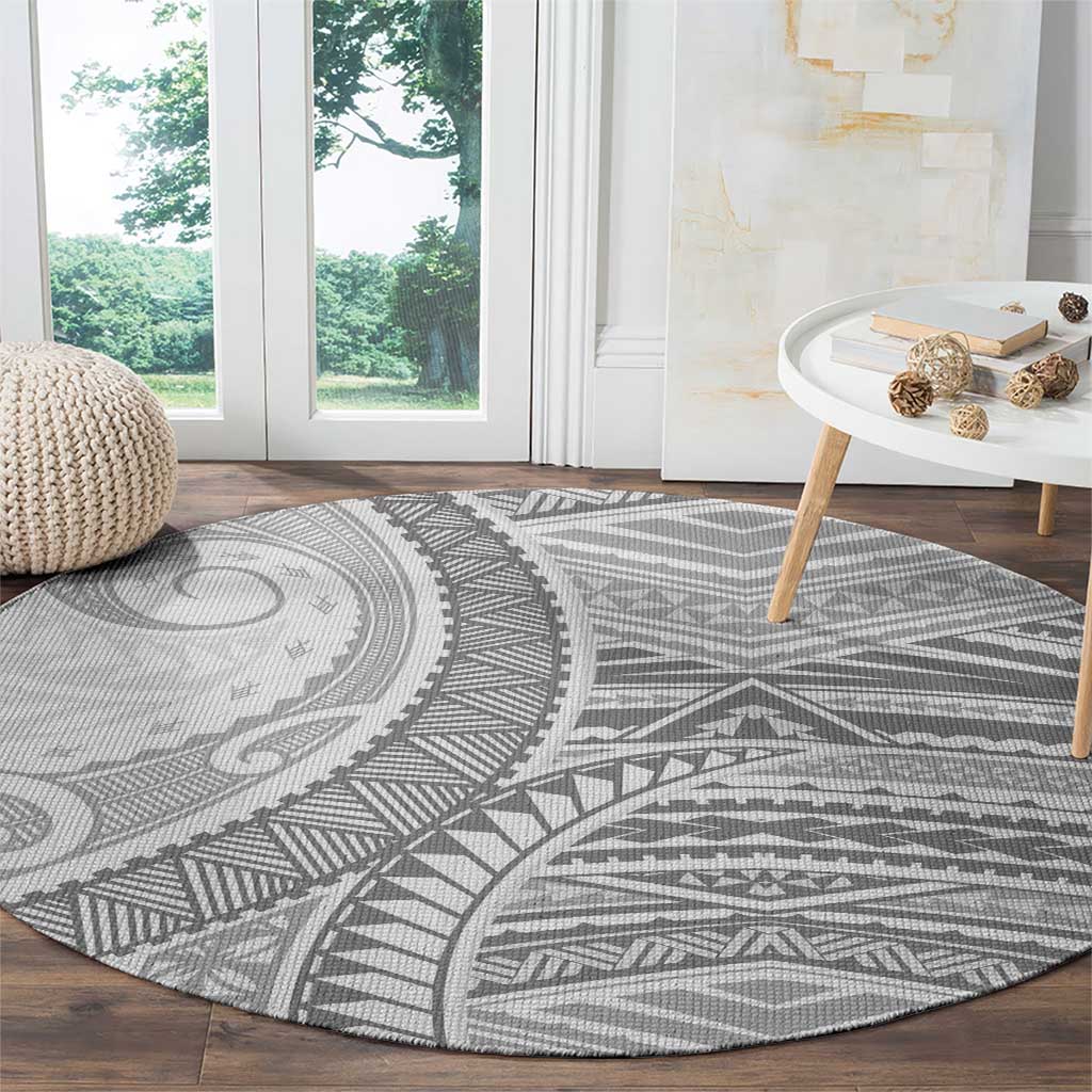 American Samoa White Sunday Round Carpet Polynesian Lotu Tamaiti LT9 - Polynesian Pride