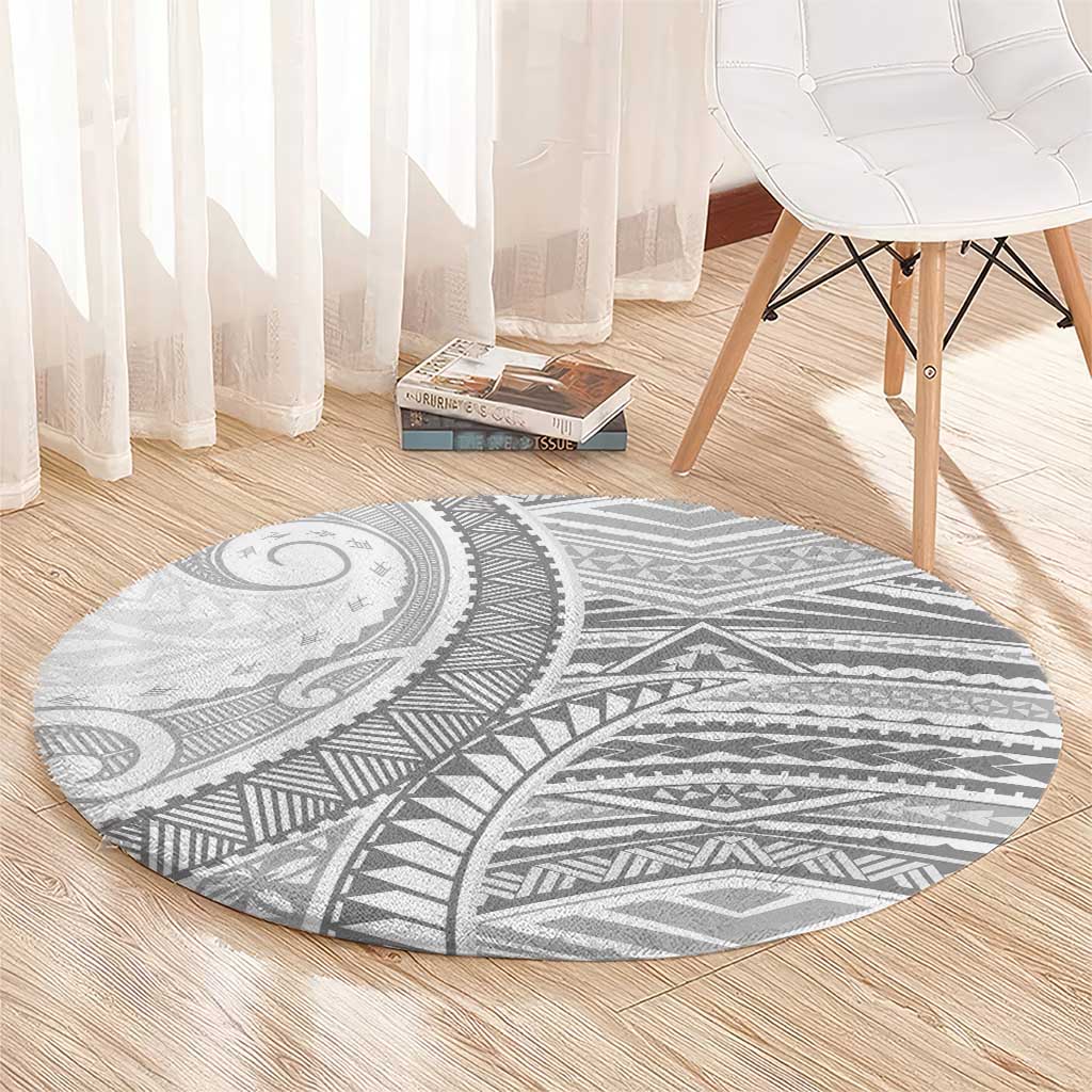 American Samoa White Sunday Round Carpet Polynesian Lotu Tamaiti LT9 - Polynesian Pride