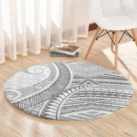 American Samoa White Sunday Round Carpet Polynesian Lotu Tamaiti LT9 - Polynesian Pride
