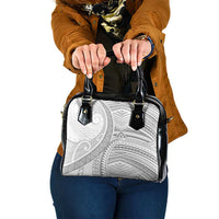 American Samoa White Sunday Shoulder Handbag Polynesian Lotu Tamaiti - Polynesian Pride
