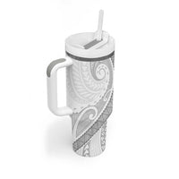 American Samoa White Sunday Tumbler With Handle Polynesian Lotu Tamaiti - Polynesian Pride