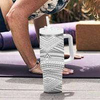 American Samoa White Sunday Tumbler With Handle Polynesian Lotu Tamaiti - Polynesian Pride