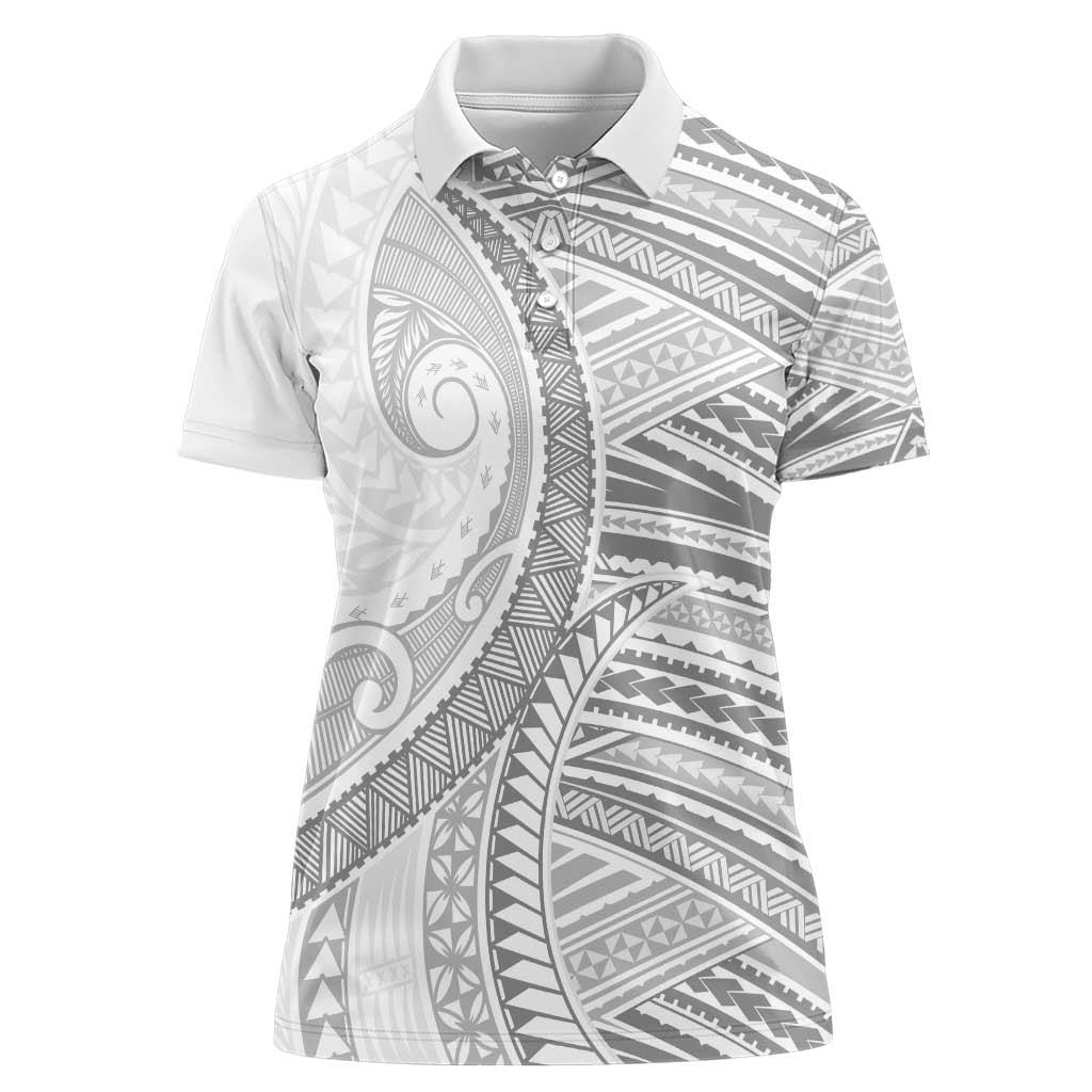 American Samoa White Sunday Women Polo Shirt Polynesian Lotu Tamaiti - Polynesian Pride