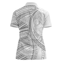 American Samoa White Sunday Women Polo Shirt Polynesian Lotu Tamaiti - Polynesian Pride