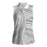 American Samoa White Sunday Women Sleeveless Polo Shirt Polynesian Lotu Tamaiti LT9 Female White - Polynesian Pride