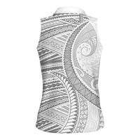 American Samoa White Sunday Women Sleeveless Polo Shirt Polynesian Lotu Tamaiti LT9 - Polynesian Pride