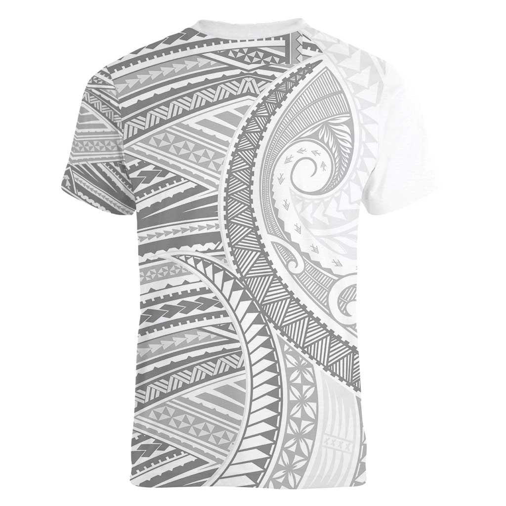 American Samoa White Sunday Women V-Neck T-Shirt Polynesian Lotu Tamaiti LT9 - Polynesian Pride