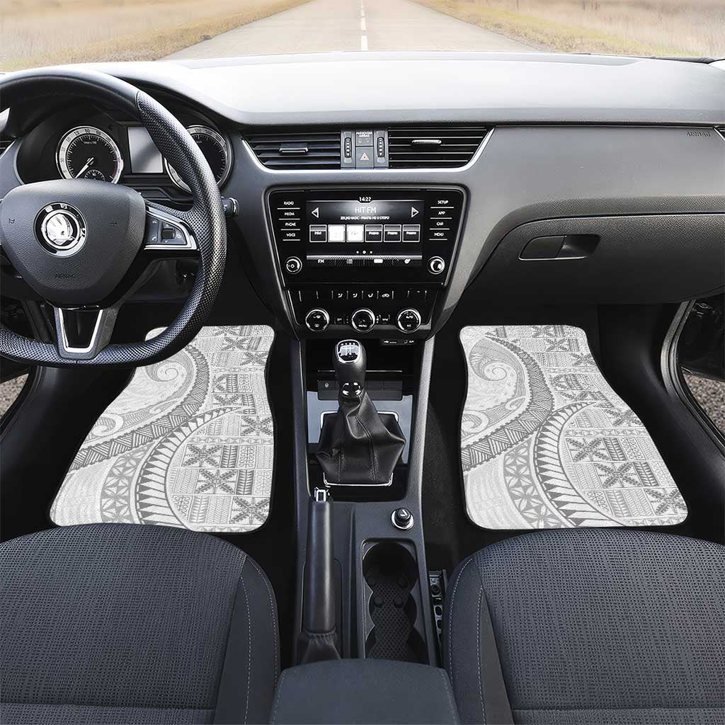 Niue White Sunday Car Mats Niuean Lotu Tamaiti Hiapo Pattern - Polynesian Pride