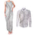 Niue White Sunday Couples Matching Tank Maxi Dress and Long Sleeve Button Shirt Niuean Lotu Tamaiti Hiapo Pattern - Polynesian Pride
