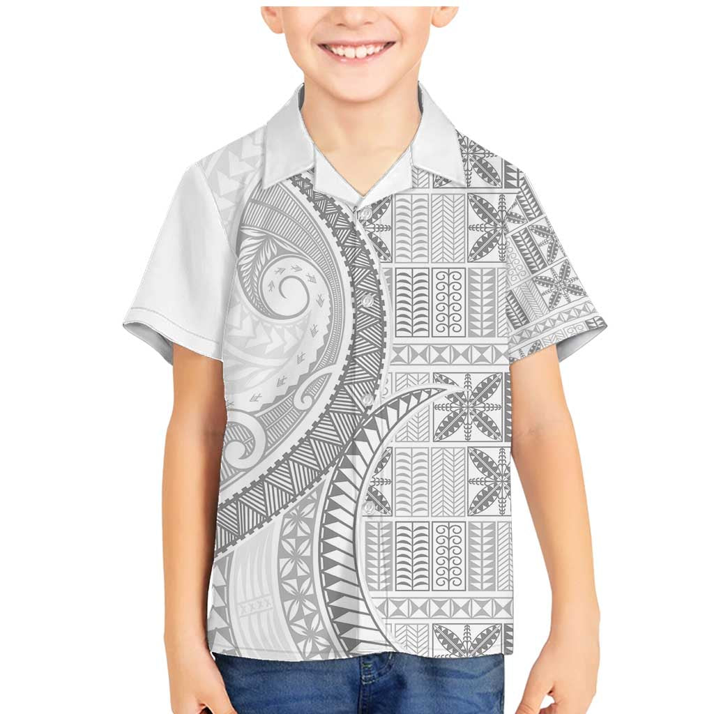 Niue White Sunday Family Matching Mermaid Dress and Hawaiian Shirt Niuean Lotu Tamaiti Hiapo Pattern LT9 Son's Shirt White - Polynesian Pride