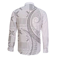 Niue White Sunday Family Matching Off Shoulder Maxi Dress and Hawaiian Shirt Niuean Lotu Tamaiti Hiapo Pattern LT9 - Polynesian Pride