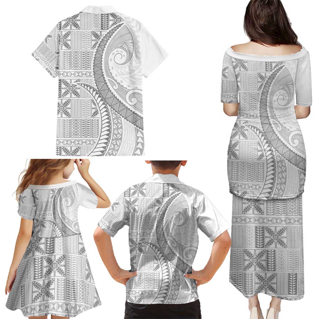Niue White Sunday Family Matching Puletasi and Hawaiian Shirt Niuean Lotu Tamaiti Hiapo Pattern LT9 - Polynesian Pride