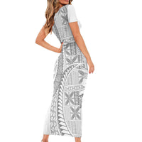 Niue White Sunday Family Matching Short Sleeve Bodycon Dress and Hawaiian Shirt Niuean Lotu Tamaiti Hiapo Pattern LT9 - Polynesian Pride