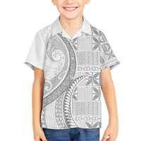 Niue White Sunday Family Matching Summer Maxi Dress and Hawaiian Shirt Niuean Lotu Tamaiti Hiapo Pattern LT9 Son's Shirt White - Polynesian Pride