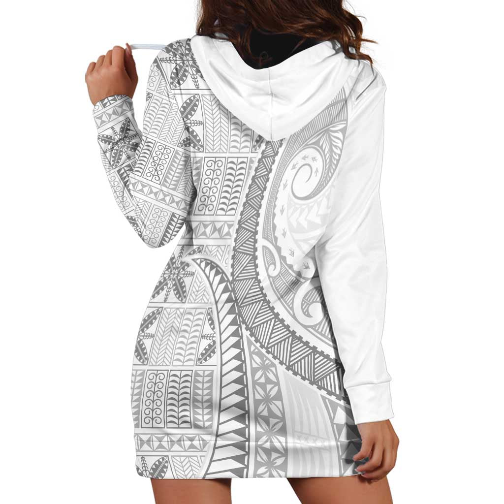 Niue White Sunday Hoodie Dress Niuean Lotu Tamaiti Hiapo Pattern LT9 - Polynesian Pride