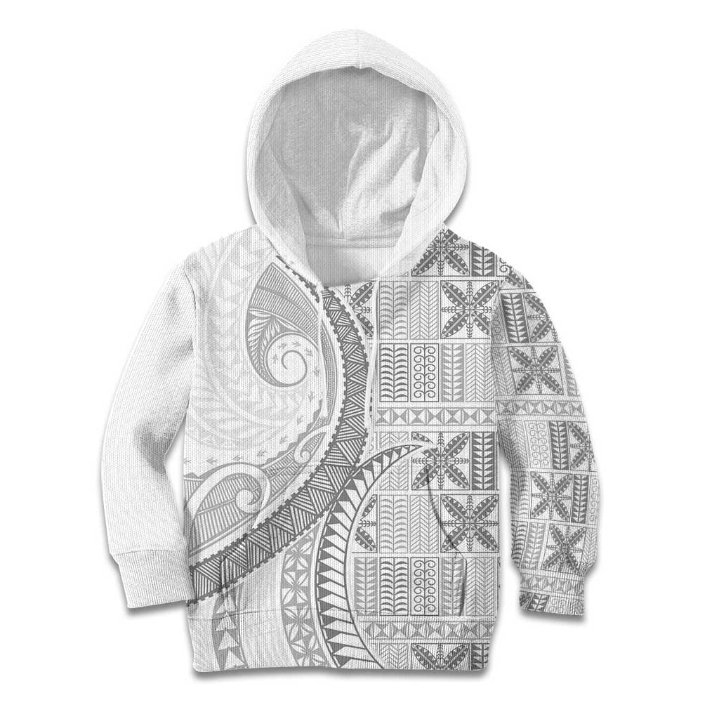 Niue White Sunday Kid Hoodie Niuean Lotu Tamaiti Hiapo Pattern LT9 Hoodie White - Polynesian Pride