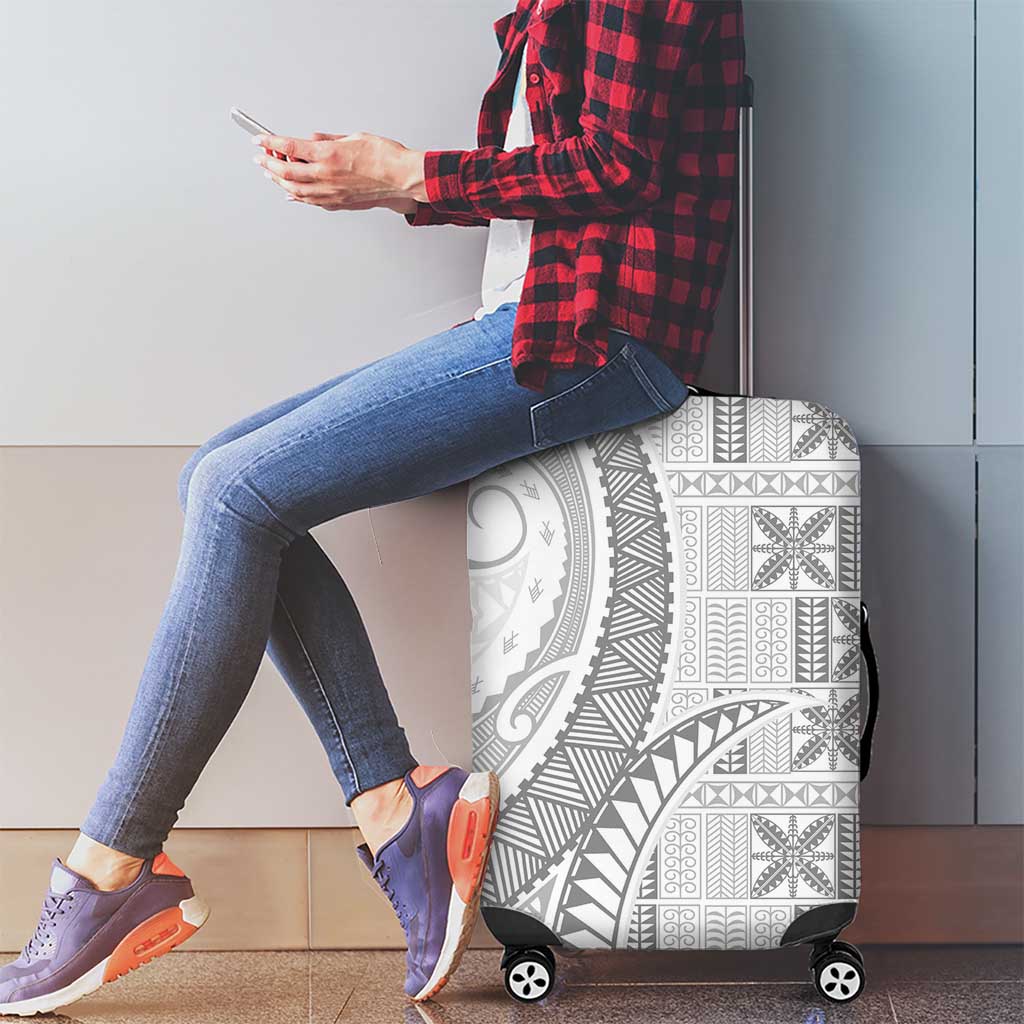 Niue White Sunday Luggage Cover Niuean Lotu Tamaiti Hiapo Pattern - Polynesian Pride
